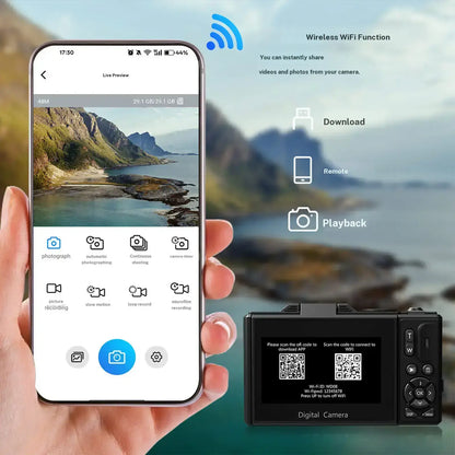 WIKICO 4K Vlogging Camera – 64MP, 180° Flip Screen & Wi-Fi